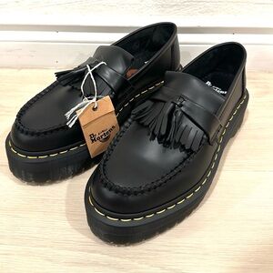Dr Marten Adrian Quad Platform Black Leather Tassel Loafers Mens Sz 8 Ladies 9